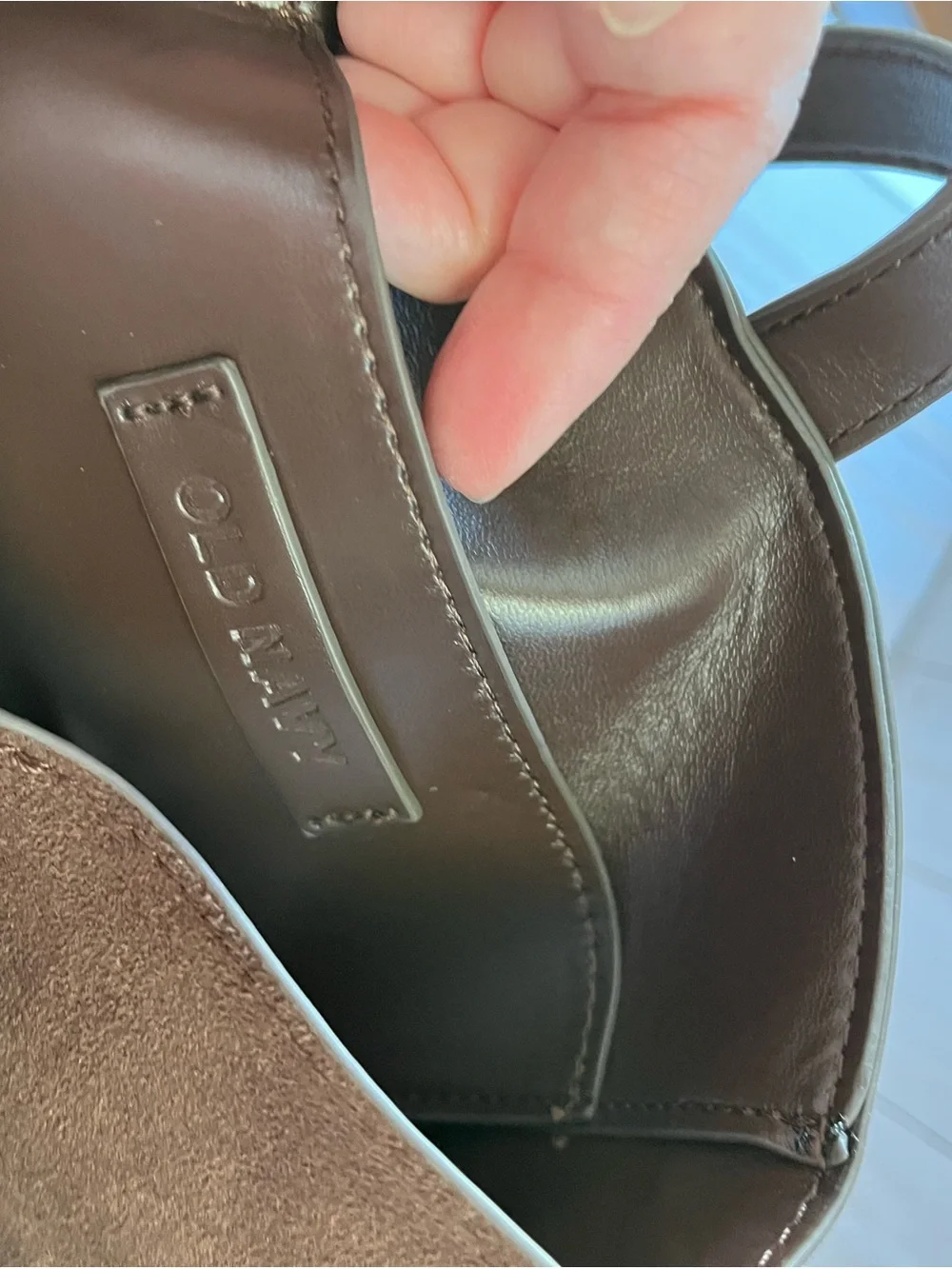 Old Navy Dark Brown Faux-Suede Tote with Adjustable Strap